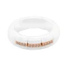 Anillo de cerámica blanca y oro rosa con diamantes brown 0.12 quilates