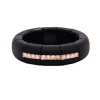 Anillo de cerámica negra, oro rosa y diamantes brown 0,24
