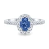 Anillo de oro blanco con diamantes 0.48 quilates y zafiro 0.93 quilates