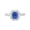 Anillo de oro blanco con diamantes 0,54 quilates y zafiro 1.30 quilates