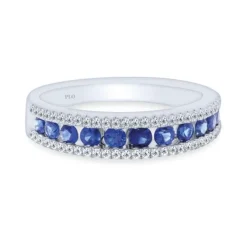 Anillo de oro blanco con diamantes 0.20 quilates y zafiros 0.61 quilates