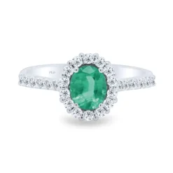 Anillo de oro blanco, diamantes 0,35 quilates y esmeralda 0,59 quilates