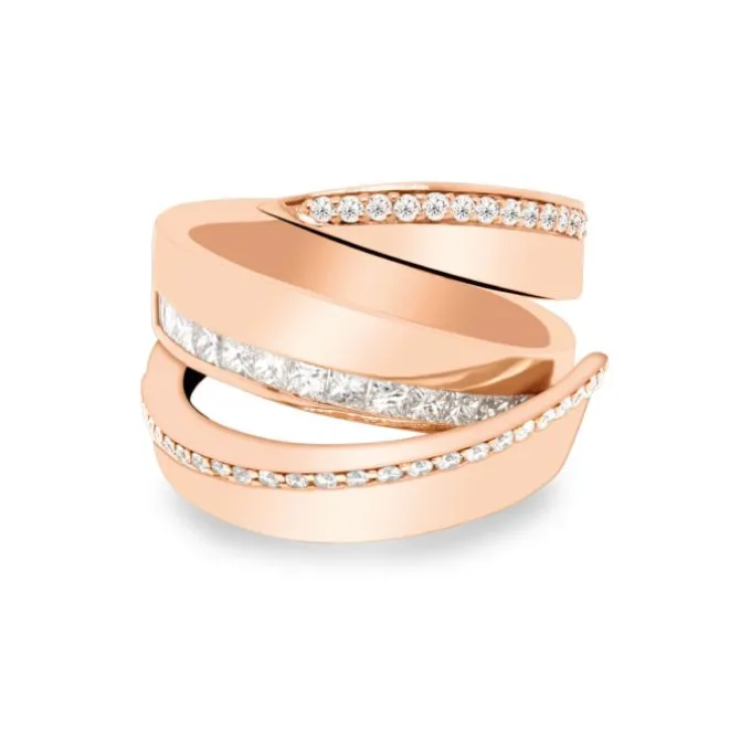 Anillo de oro rosa con diamantes talla brillante 2.26 quilates