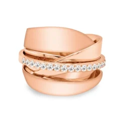 Anillo de oro rosa con diamantes talla brillante 0,33 quilates