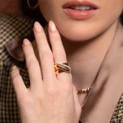 Anillo de oro rosa con diamantes talla brillante 0,45 quilates