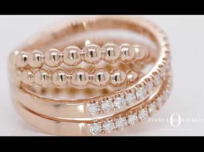 Anillo de oro rosa con diamantes 0,80 quilates
