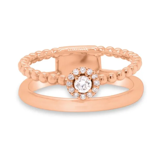 Anillo de oro rosa con diamantes 0.13 quilates