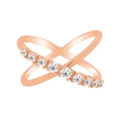 Anillo de oro rosa con diamantes talla brillante 0,37 quilates