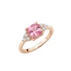Anillo de oro rosa con diamantes 0.12 quilates y turmalina