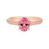 Anillo de oro rosa con diamantes 0.17 y turmalina