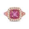 Anillo de oro rosa con diamantes 0.43 quilates y zafiros rosas 1.46 quilates