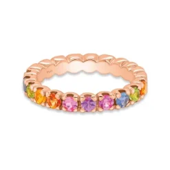 Anillo de oro rosa con zafiros multicolor 1,17 quilates