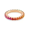 Anillo de oro rosa con zafiros multicolor 1,61 quilates y tsavoritas 0,31 quilates