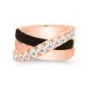 Anillo de oro rosa, diamantes blancos 1.01 quilates y Ónix 3.50 quilates