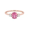 Anillo de oro rosa, diamantes 0.13 ct y zafiro rosa 0.58 ct