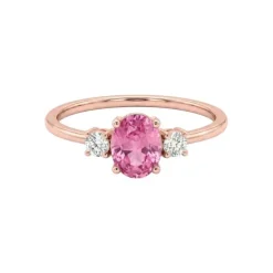 Anillo de oro rosa, diamantes 0.13 ct y zafiro rosa 0.58 ct