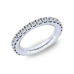 Anillo elástico de oro blanco y diamantes