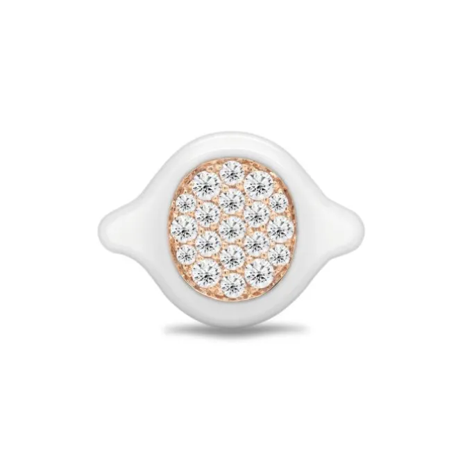 Anillo esmalte blanco con oro rosa y diamantes 0,49 quilates