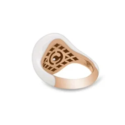 Anillo esmalte blanco con oro rosa y diamantes 0,49 quilates