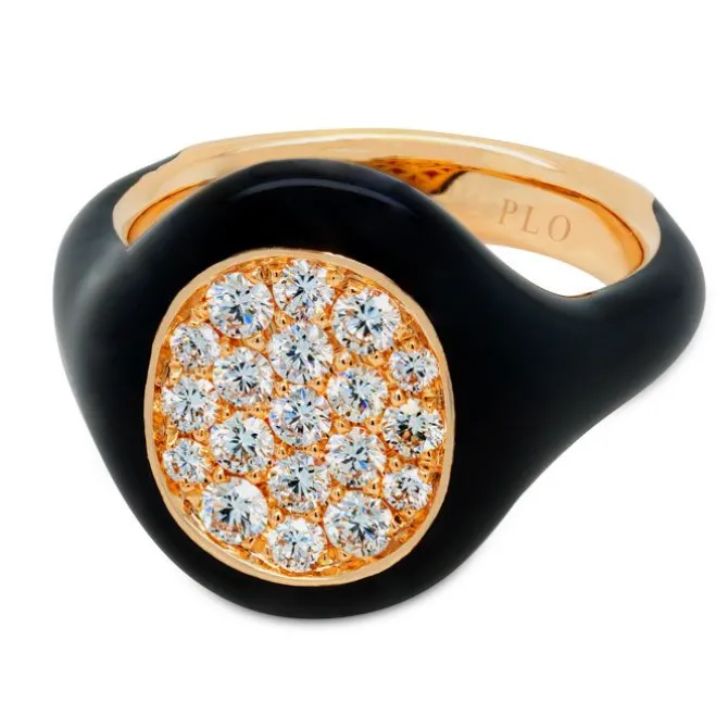 Anillo esmalte negro, oro rosa y diamantes