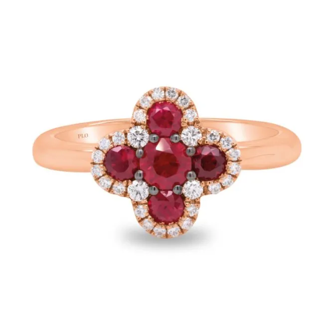 Anillo oro rosa con diamantes 0.18 quilates y rubíes 0.76 quilates
