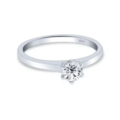 Anillo solitario de oro blanco y diamante de 0.40 quilates