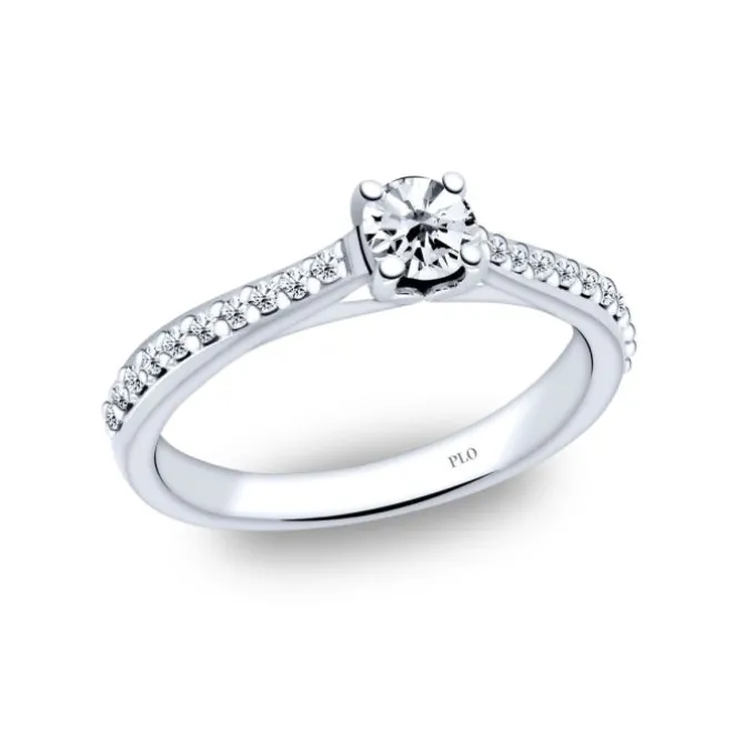 Anillo solitario de oro blanco y diamantes 0.48 quilates