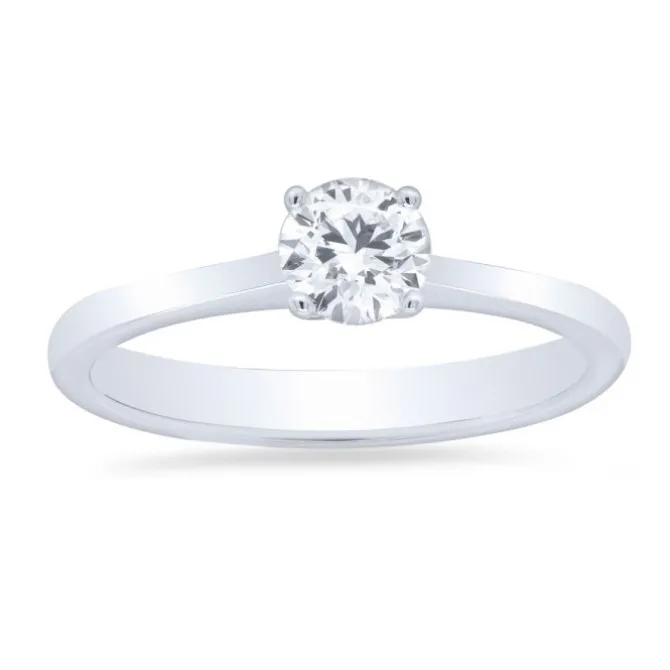 Anillo solitario de oro blanco con diamante 0.50 quilates