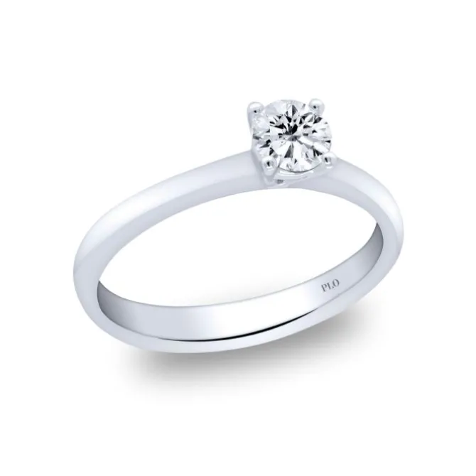 Anillo solitario de oro blanco y diamantes de 0.50 quilates