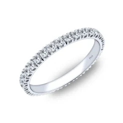 Anillo tipo alianza de oro blanco con diamantes 0.75 quilates