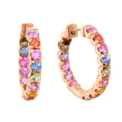 Aros de oro rosa con zafiros de colores 2.19 quilates