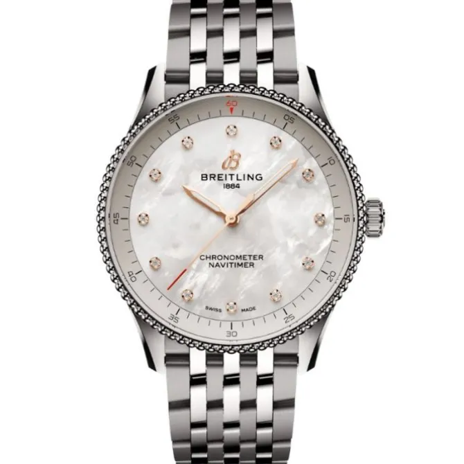 Breitling Navitimer 32 mm Cuarzo Madre Perla & Diamantes