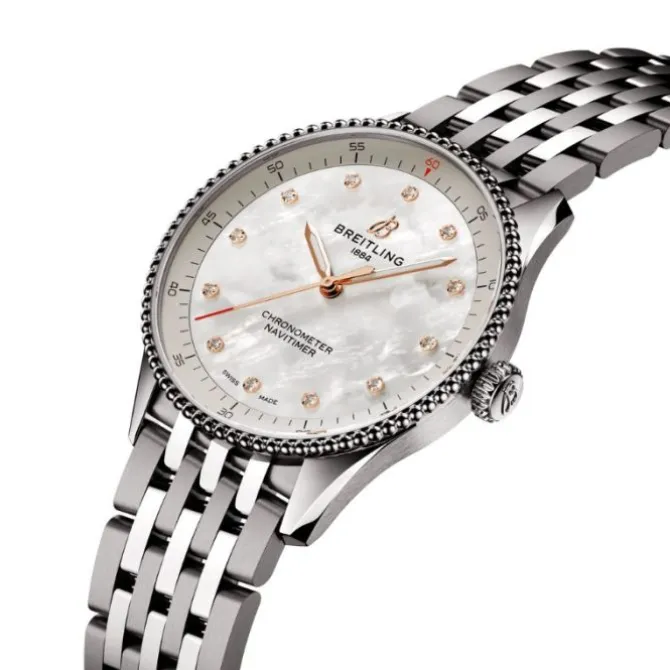 Breitling Navitimer 32 mm Cuarzo Madre Perla & Diamantes