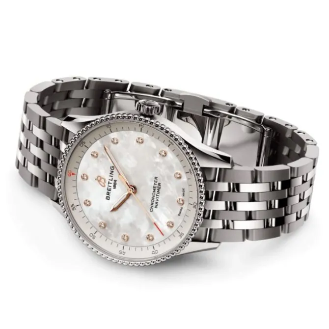 Breitling Navitimer 32 mm Cuarzo Madre Perla & Diamantes