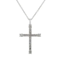 Colgante Cruz de oro blanco y diamantes de 0.18 quilates