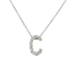 Colgante inicial de oro blanco y diamantes de 0.04 quilates