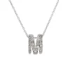 Colgante Oro Blanco con Inicial "M" de diamantes talla brillante 0,07 quilates