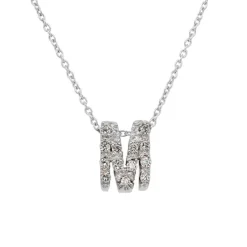 Colgante Oro Blanco con Inicial "M" de diamantes talla brillante 0,07 quilates