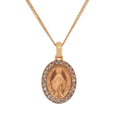 Colgante Virgen Milagrosa de oro rosa y diamantes