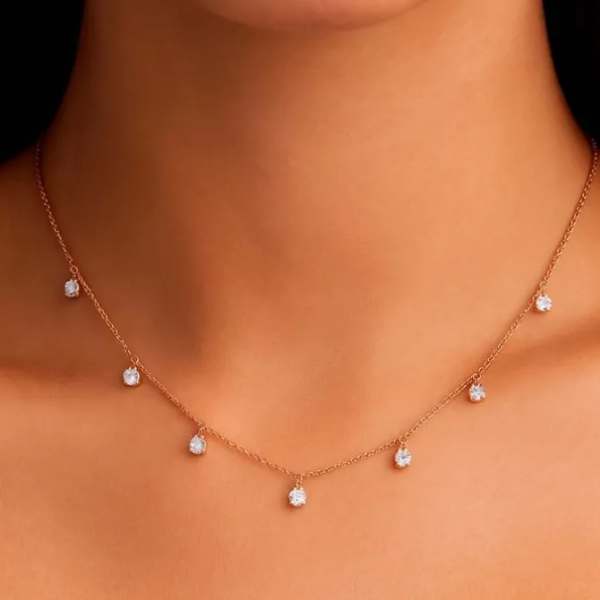 Gargantilla de oro rosa y diamantes 0,50 quilates