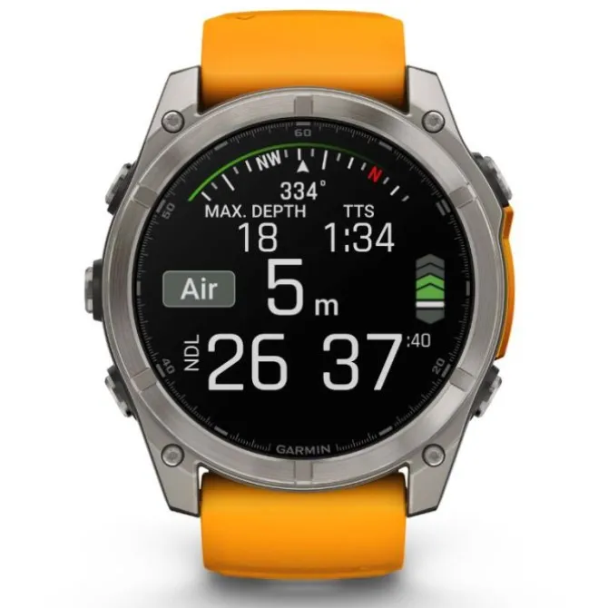 Garmin Fénix 8 51mm AMOLED Zafiro Titanio Correa Naranja