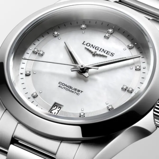 Longines Conquest Automatico Diamantes Madre Perla 34mm