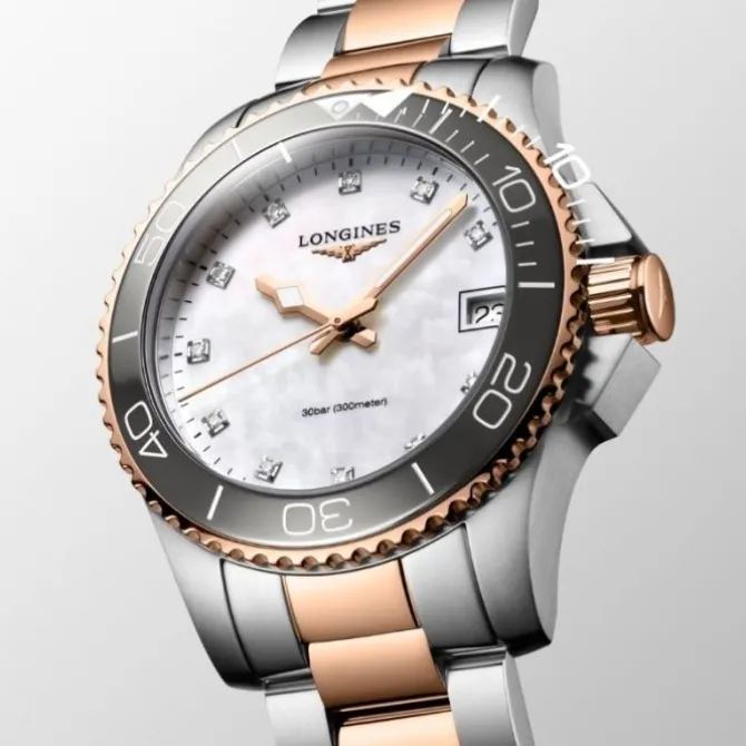 Longines HydroConquest Acero & Oro Rosa Diamantes 32mm