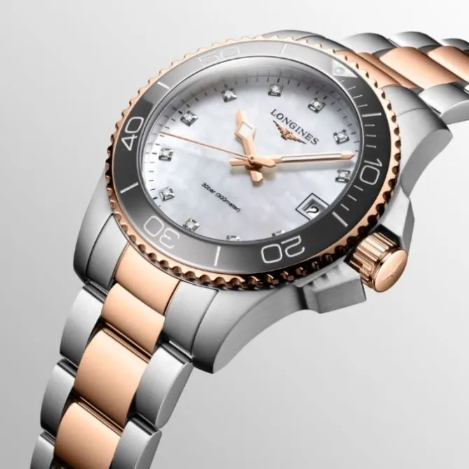 Longines HydroConquest Acero & Oro Rosa Diamantes 32mm