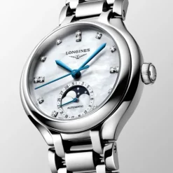 Longines PrimaLuna 34 mm Diamantes Madre Perla Fase Lunar
