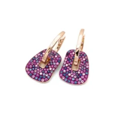 Mattioli Puzzle Arlecchino Box - Pendientes pequeños en oro rosa con diamantes y zafiros