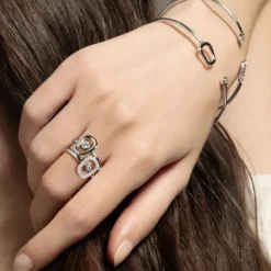 Mattioli Puzzle Diamonds - Anillo de oro rosa con diamantes blancos 0.37 quilates