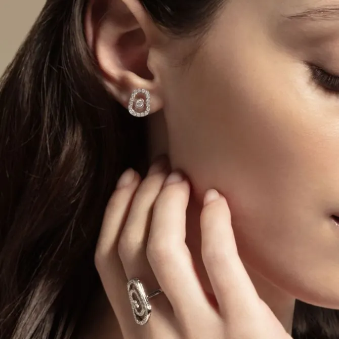 Mattioli Puzzle Diamonds - Pendientes de oro rosa con diamantes blancos 0.74 quilates