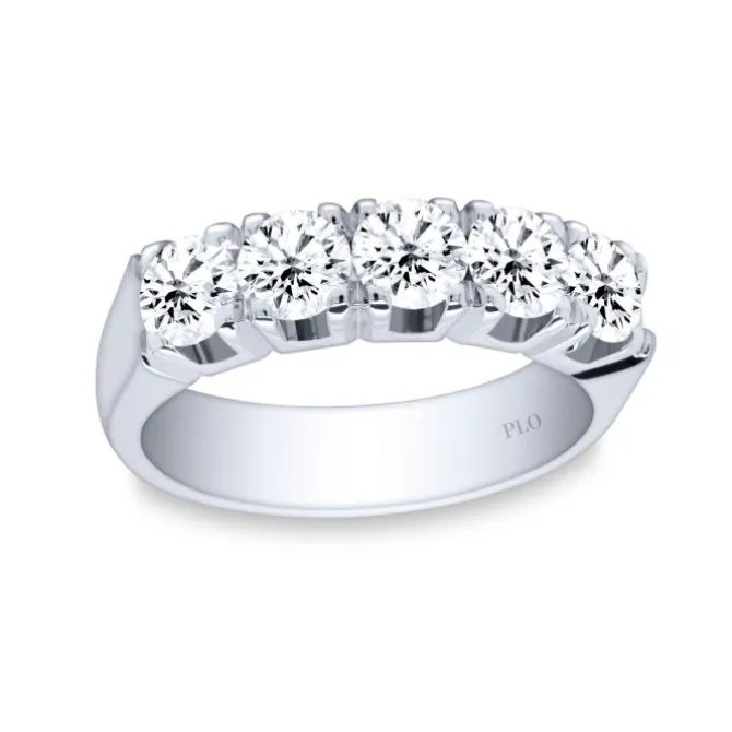 Media alianza de oro blanco con diamantes 1.40 quilates