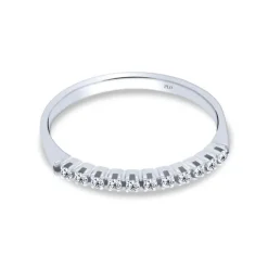 Media alianza de oro blanco y diamantes de 0.11 quilates